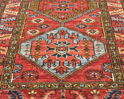 9 Ft Rusty Red Ersari Afghan Hand Knotted Veg Dye Wool Runner Rug